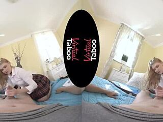 blonde does homework with taboo handjob