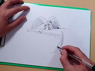 Two Beautiful Sexy Girls! Quick Ballpoint Pen Sketch Captures Cute Latina Handjob And Anal!