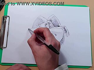 Two Beautiful Sexy Girls! Quick Ballpoint Pen Sketch Captures Cute Latina Handjob And Anal!