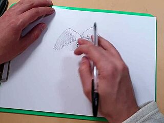 Two Beautiful Sexy Girls! Quick Ballpoint Pen Sketch Captures Cute Latina Handjob And Anal!