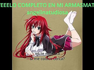 your study companion says, 'let me give you a handjob, follow these jerk off instructions' in anime hentai with rias gremory