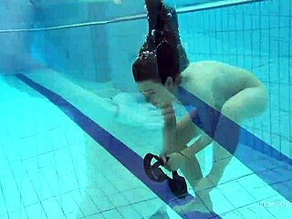 Red Swimsuit Katy Shows Bushy Pussy Underwater