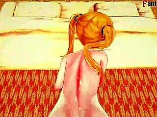 Leonardo da Vinci in Azur Lane fantasy, naked in see-through outfit. Full 3D animation.