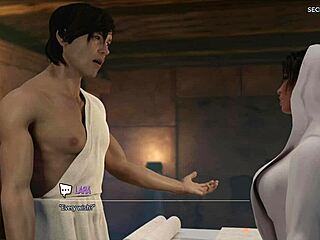 Masaje con final feliz en 3D de Lara Croft con tetas enormes y mamada interracial