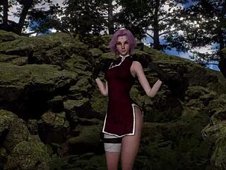 Sakura Shinobi Girl Dances Naked In Nature