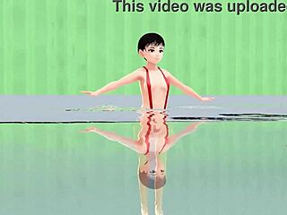 Anime Girl Swims In Small Micro Bikini With Nip Slip