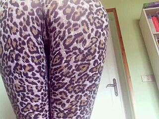wild leggings hide a naughty farting secret in close-up