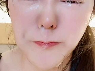 look at her deep throating with tears and drool, so humiliating!