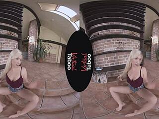 Blonde, rub that shaved pussy in jeans!