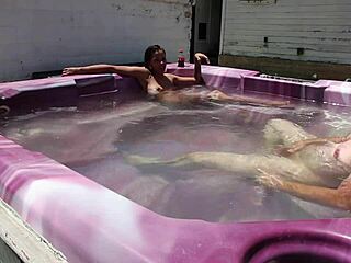 Dayanara says she's heating up the hot tub with her skinny body in the jacuzzi.