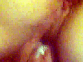 Pumping cum creampie into wet cunt