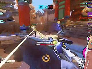 vtuber lewdneko plays overwatch but gets spanked instead