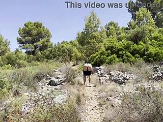 Young MILF goes horny hiking with mouth full of cum