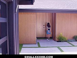 Petite brunette, you're fucked to orgasm by your landlord! Amber Summer