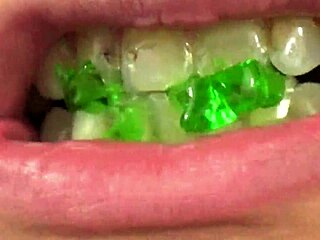 Mouth vore close up of fifi foxx eating gummy bears!