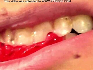Mouth vore close up of fifi foxx eating gummy bears!