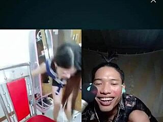 Vietnamese asian babe bent over in doggystyle position