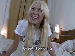 young blonde babe with big tits gets cock at home in reality interview