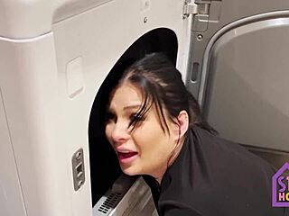 OMG, my hot stepmom London Rose, she got stuck in washer, help!