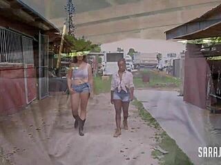 In this casual scene, Sara Jay starts by kissing Gia Love and Harmonie Marquis in lingerie. Then they dive into a wild all-girl pussy party with big ass milf action.