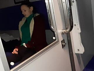 A Stranger and I Cum in Train Compartment POV
