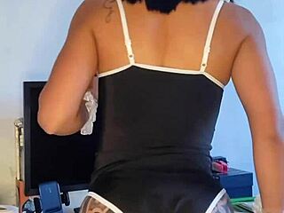 Tattooed Brunette Maid Masturbates Solo In Reality