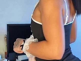 Tattooed Brunette Maid Masturbates Solo In Reality