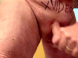 65-year-old shaved man masturbates average cock