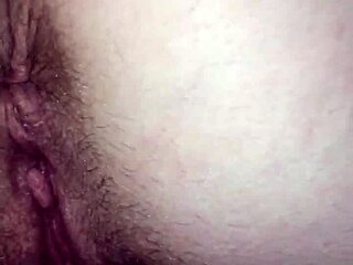 Pussy play bent over with fingering and cum