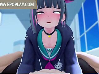 In Blue Archive, Kyouyama Kazusa gives a BLOWJOB to her lover.