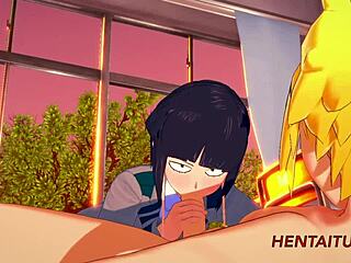 Jiro Kyoka Gives Blowjob And Boobjob In Boku No Hero Hentai Classroom Cosplay.