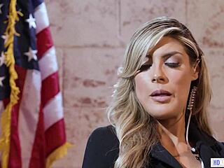 Hot bodyguard, um, convinces politician for women with sexy uniform vibe!