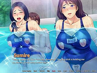 I saw the netorious neighbor cummin in the pool threesome