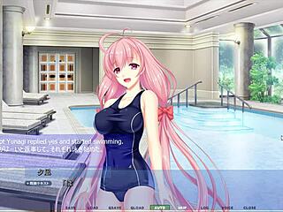 Akumeru family - yunagi route part 2 - relaxing massage in the pool