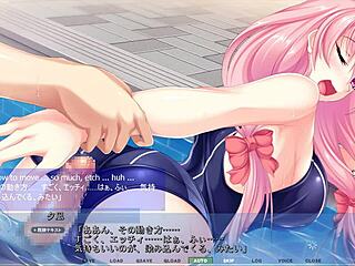 Akumeru family - yunagi route part 2 - relaxing massage in the pool