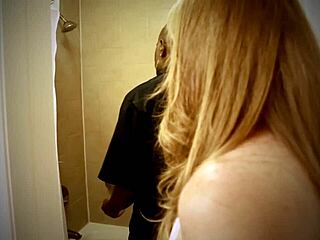 Blonde Teases with Deepthroat in Shower!