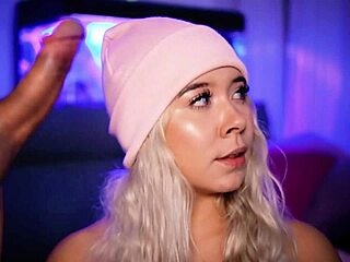 beautiful blonde sucks cock like a nymphomaniac!