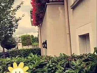 On my second day in Paris, this slut flashed her panties for my BBC