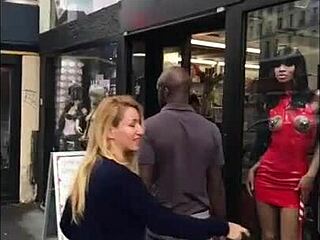 On my second day in Paris, this slut flashed her panties for my BBC