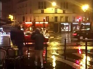 On my second day in Paris, this slut flashed her panties for my BBC