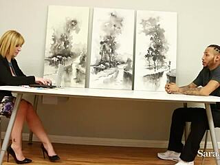 big butt boss sara jay milks employee’s hard cock for cum!