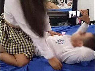 I fucked my teacher to get the best grade, loving his athletic body and big dick.