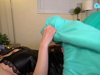 milf in lingerie shares bed with not-son on trip