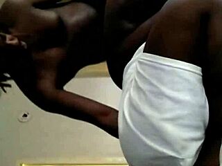 chocolate ebony bbw gets pounded in the ass from behind.