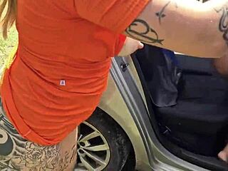 bareback car romp with blonde friend and three hung guys pounding pussies