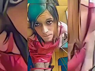 Hot shemale teasing! Rips clothes in bathroom, undresses to nude striptease.