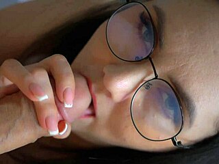 Lecherous wife eagerly sucks her man and takes a messy cumshot in wild action