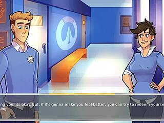 hey, tracer from overwatch parody gives head in this uncensored hentai 😏