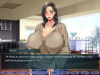 kanojo no okaa-san ep2 features squeezing the milfs huge tits in hentai game