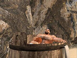 잘생긴 캠 헤이워드 스파에서 뜨거운 자지빨이